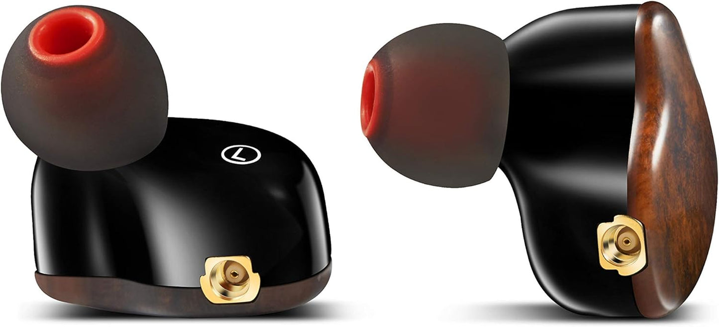 In-Ear Monitors Earbuds Wired Earphone Dual Drivers with MMCX Detachable Cables, Noise-Isolating Comfort Earbud for Musicians Sports Headphone Earphones (Wood Grain)