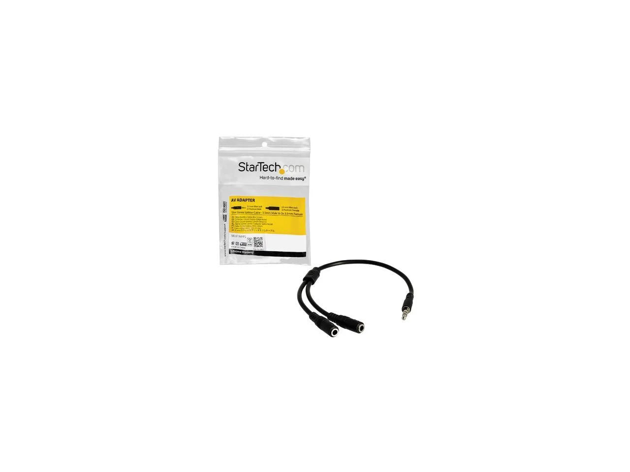 MUY1MFFS Slim Stereo Splitter Cable - 3.5Mm Male to 2X 3.5Mm Female - Slim Phono Stereo Y Cable